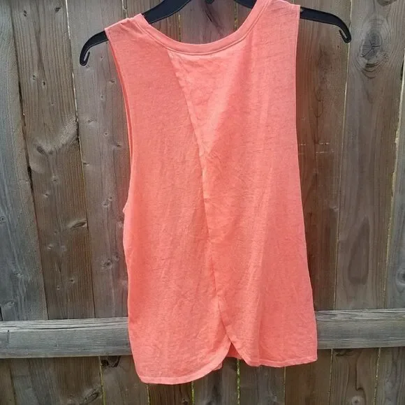 Juniors Tank Top Medium 7/9 Bright Orange Love w/Stars Slit Open Back NWOT - Picture 12 of 12